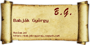 Babják György névjegykártya
